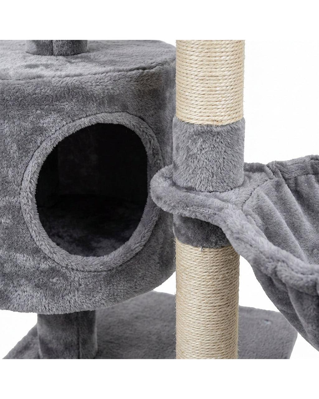 Wcwo Multi-Level Cat Tower 118 cm Gray with Condo and Hammock - Detail view