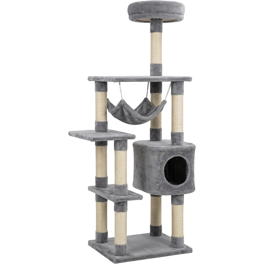 Wcwo Multi-Level Cat Tower 118 cm Gray with Condo and Hammock